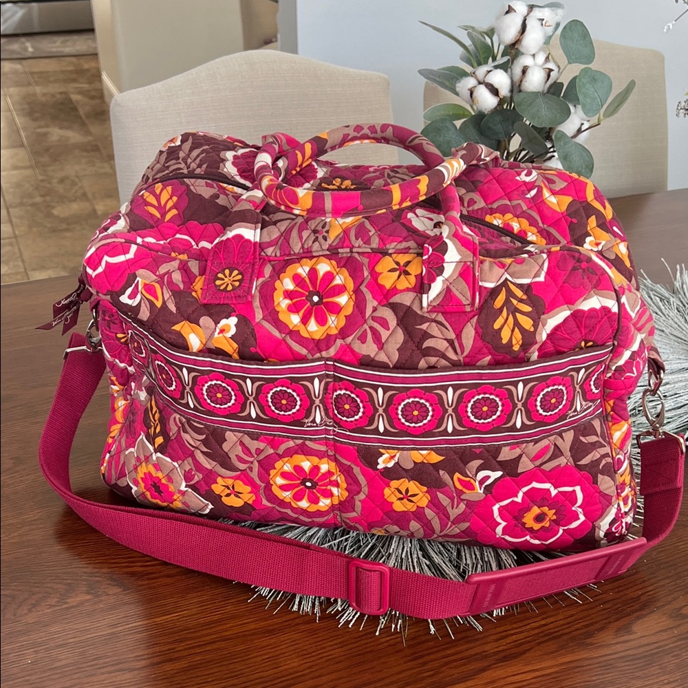 Vera Bradley Pink and Brown Floral Travel Bag